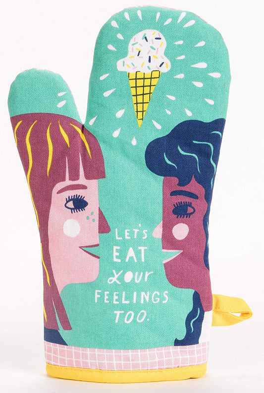 Let's Eat Your Feelings Too Oven Mitt | Couple and Ice Cream Motif |